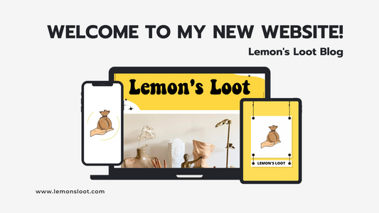 Graphic showing a computer and cell phone showcasing the launch of my new website for Lemon's Loot
