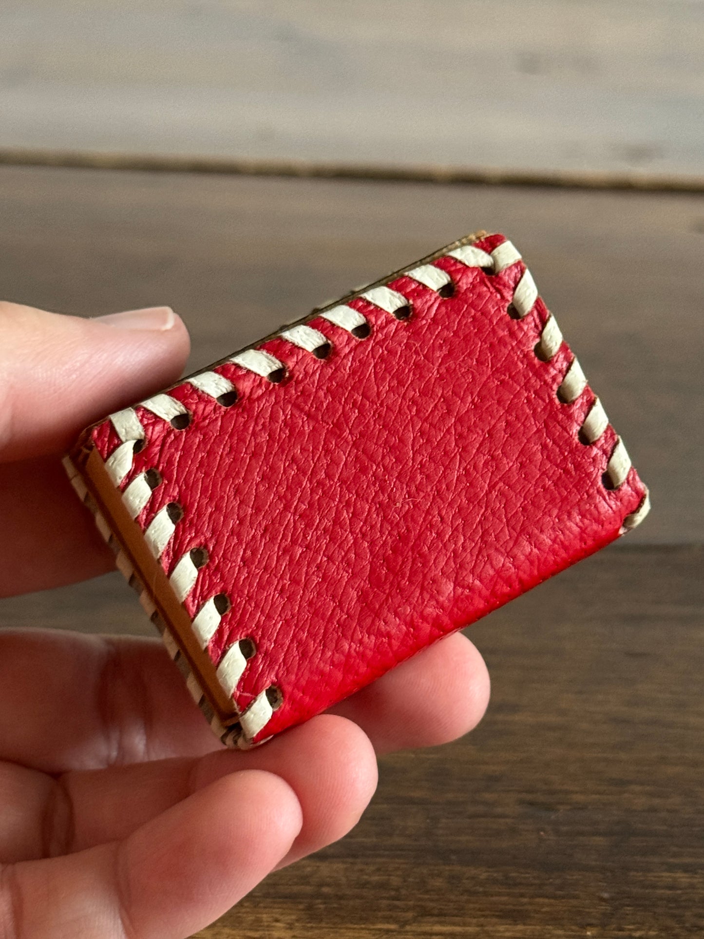 Small Decorative Tooled Leather Match Box Cover/Holder with Heart Design