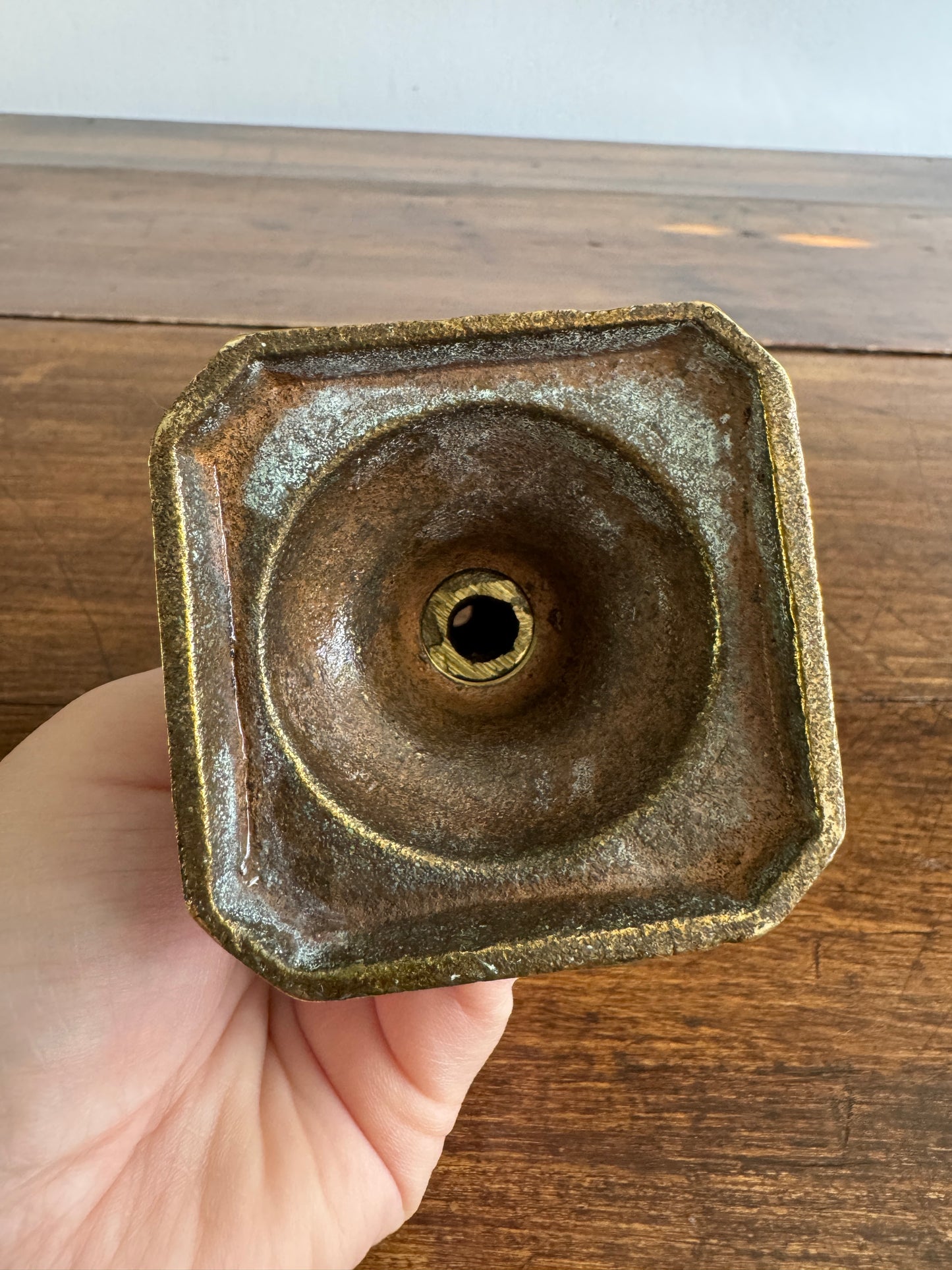 Single Vintage Brass Candlestick with Ornate Post Detailing