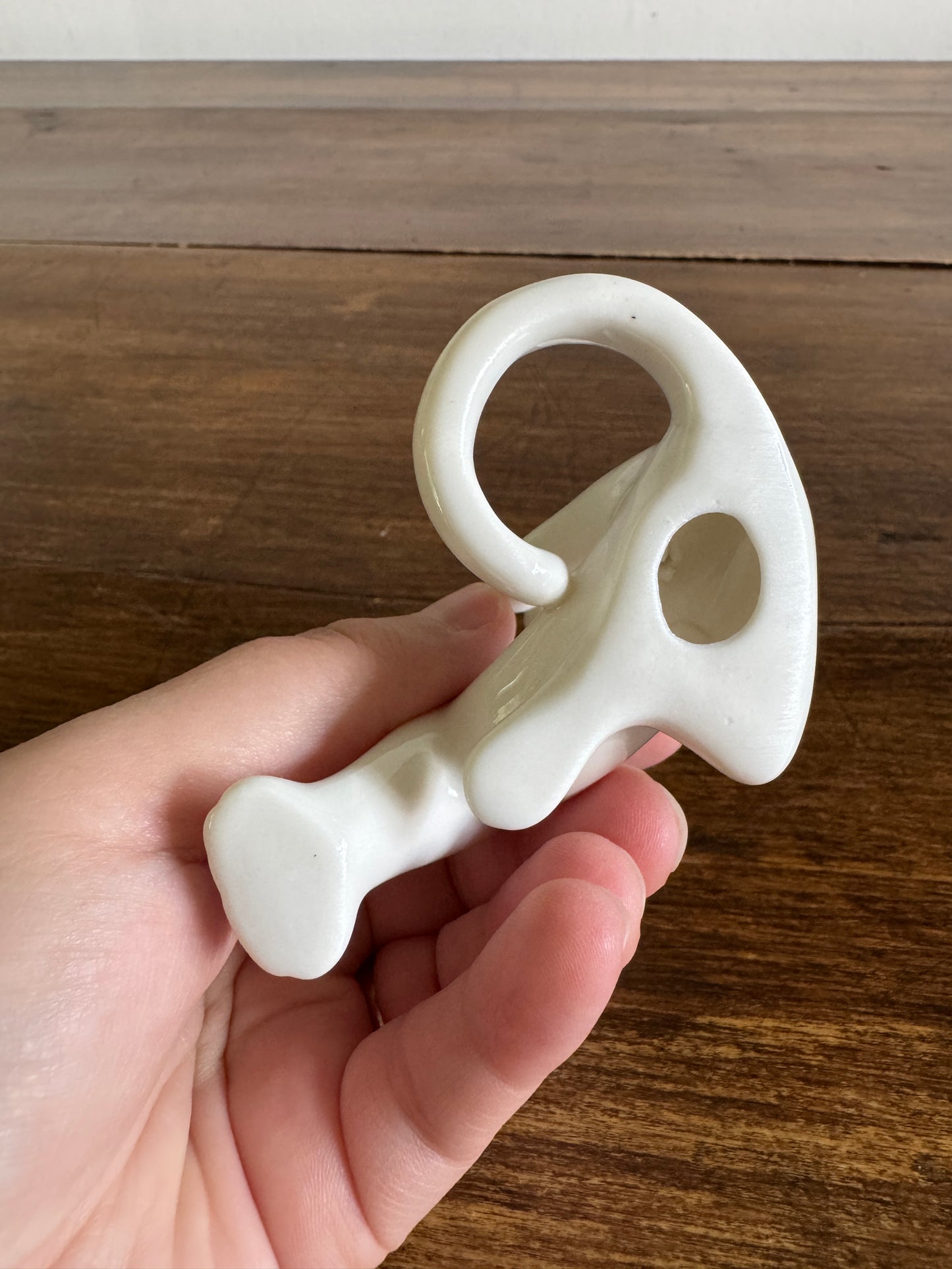 Mid Mod White Cat Figurine Scratching Head - Cheeky Cat Decor