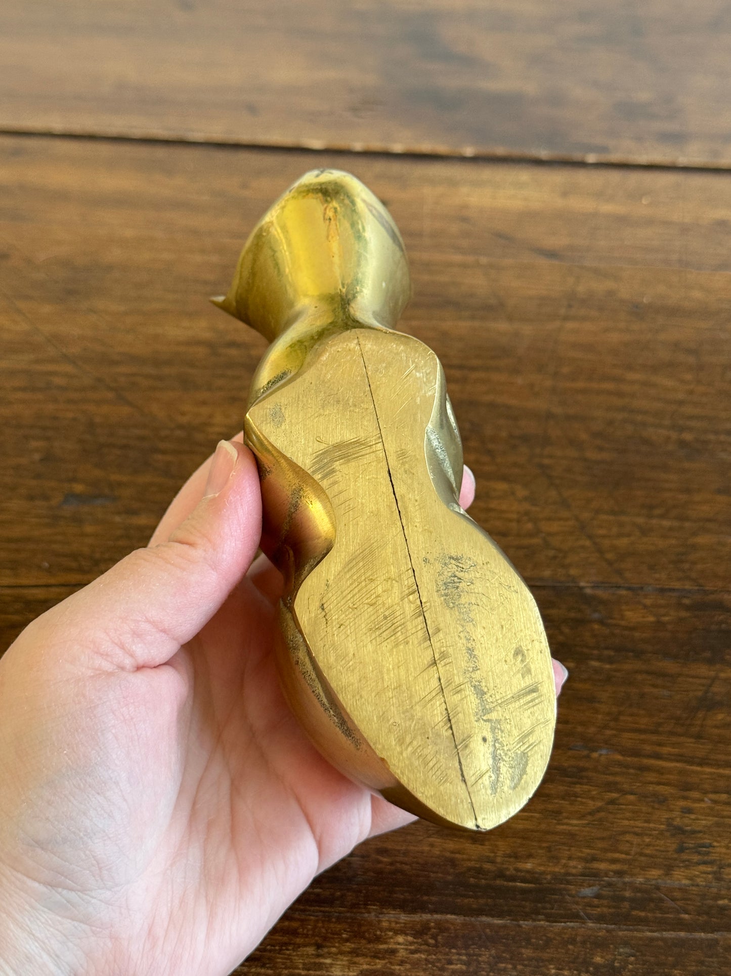 Vintage Brass Crouching Cat - Hunting Cat Brass Figurine