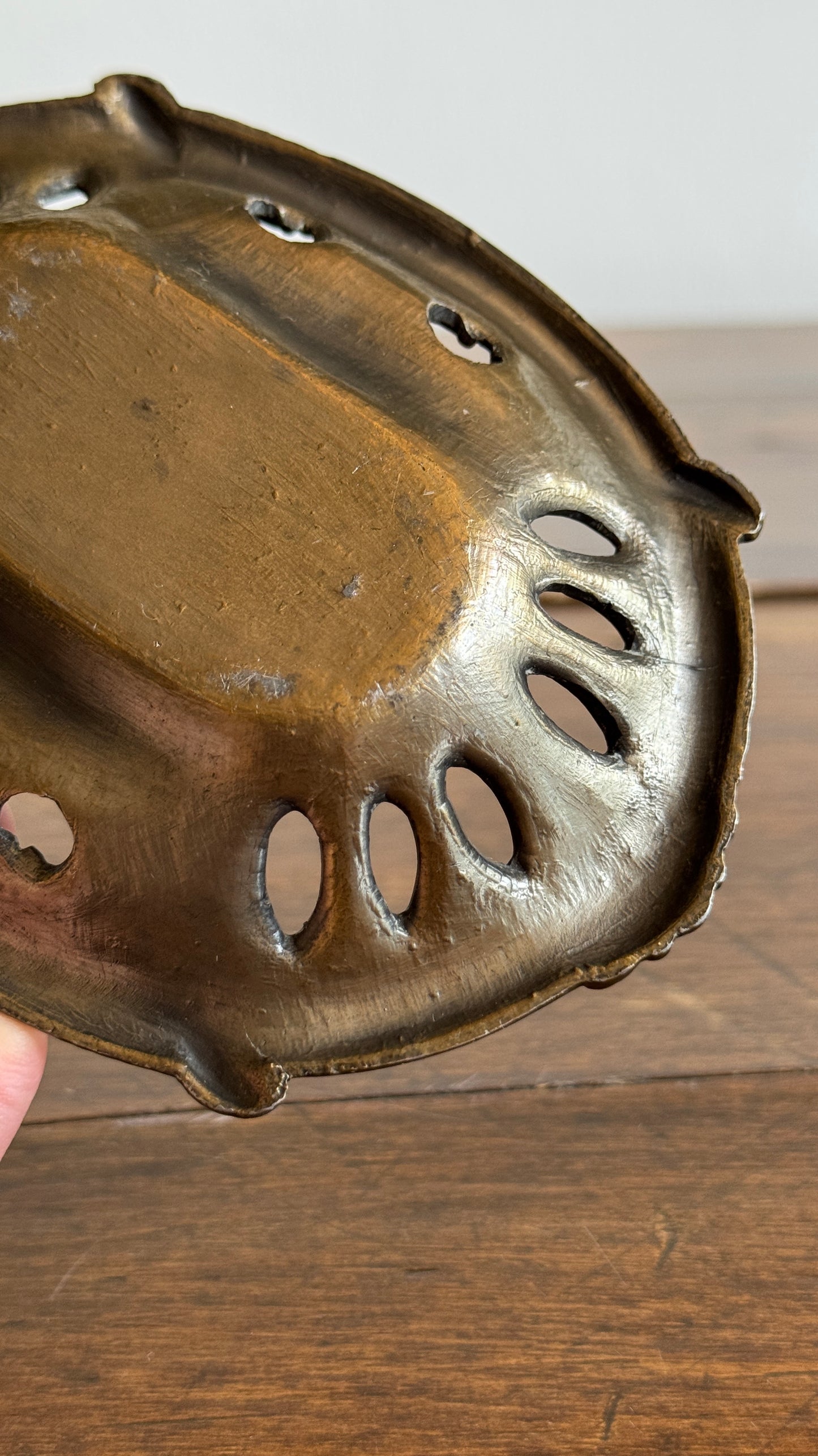 Vintage Embossed Metal Art Nouveau Dish with Ornate Detailing
