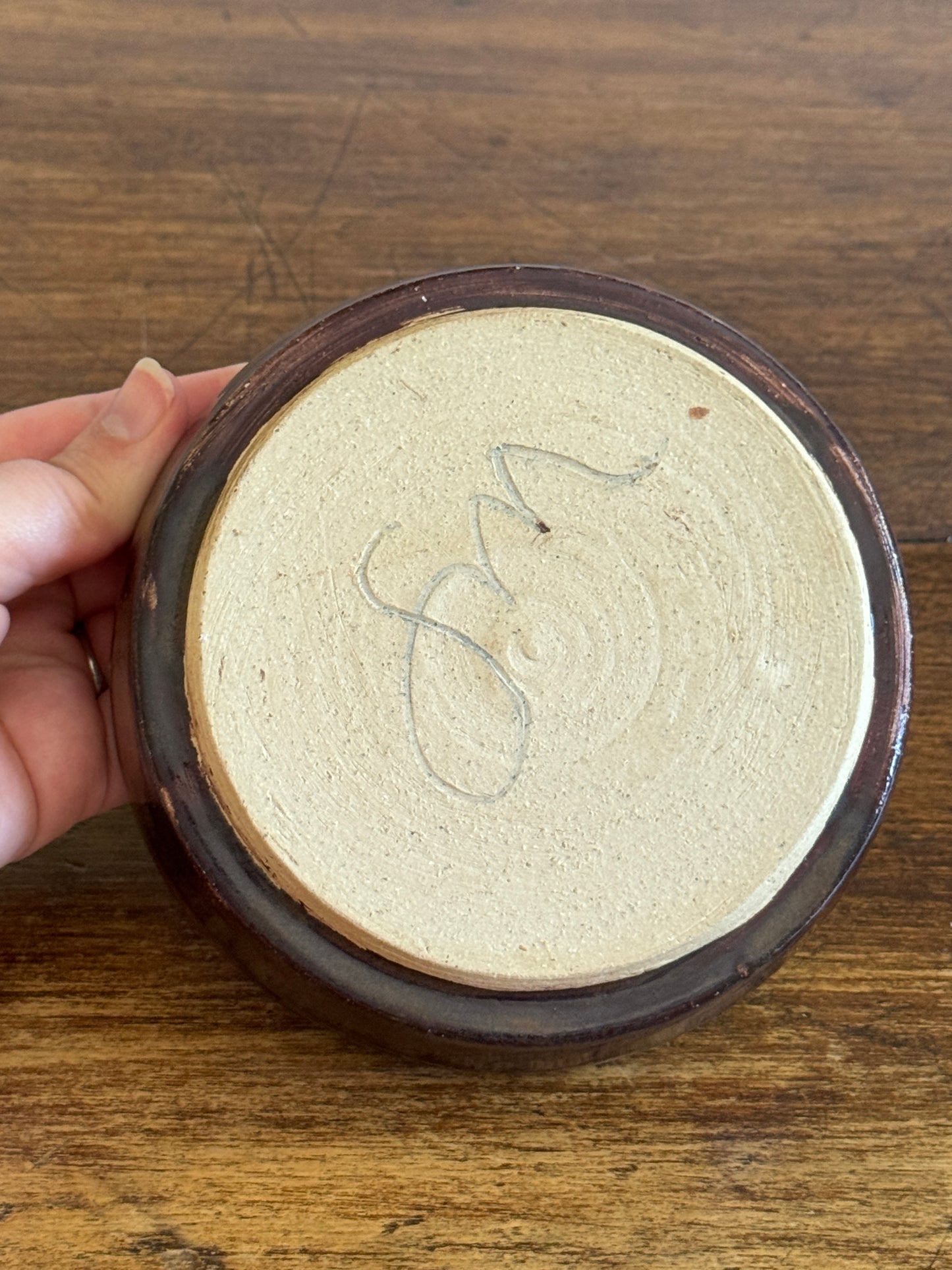 Small Shallow Brown Pottery Bowl