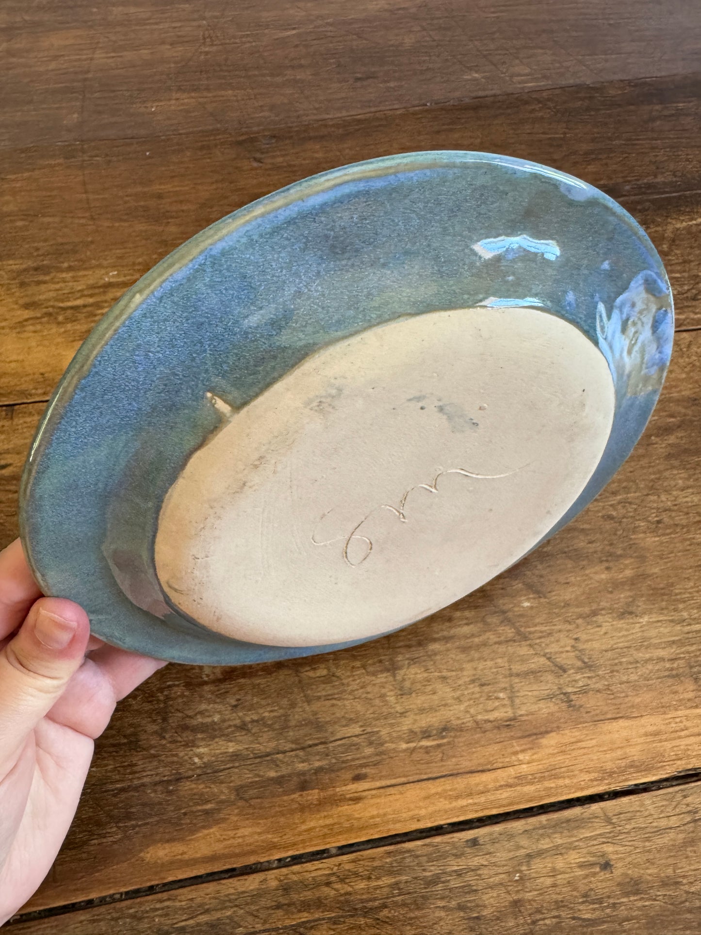 Hand Crafted Blue Pottery Round Plate