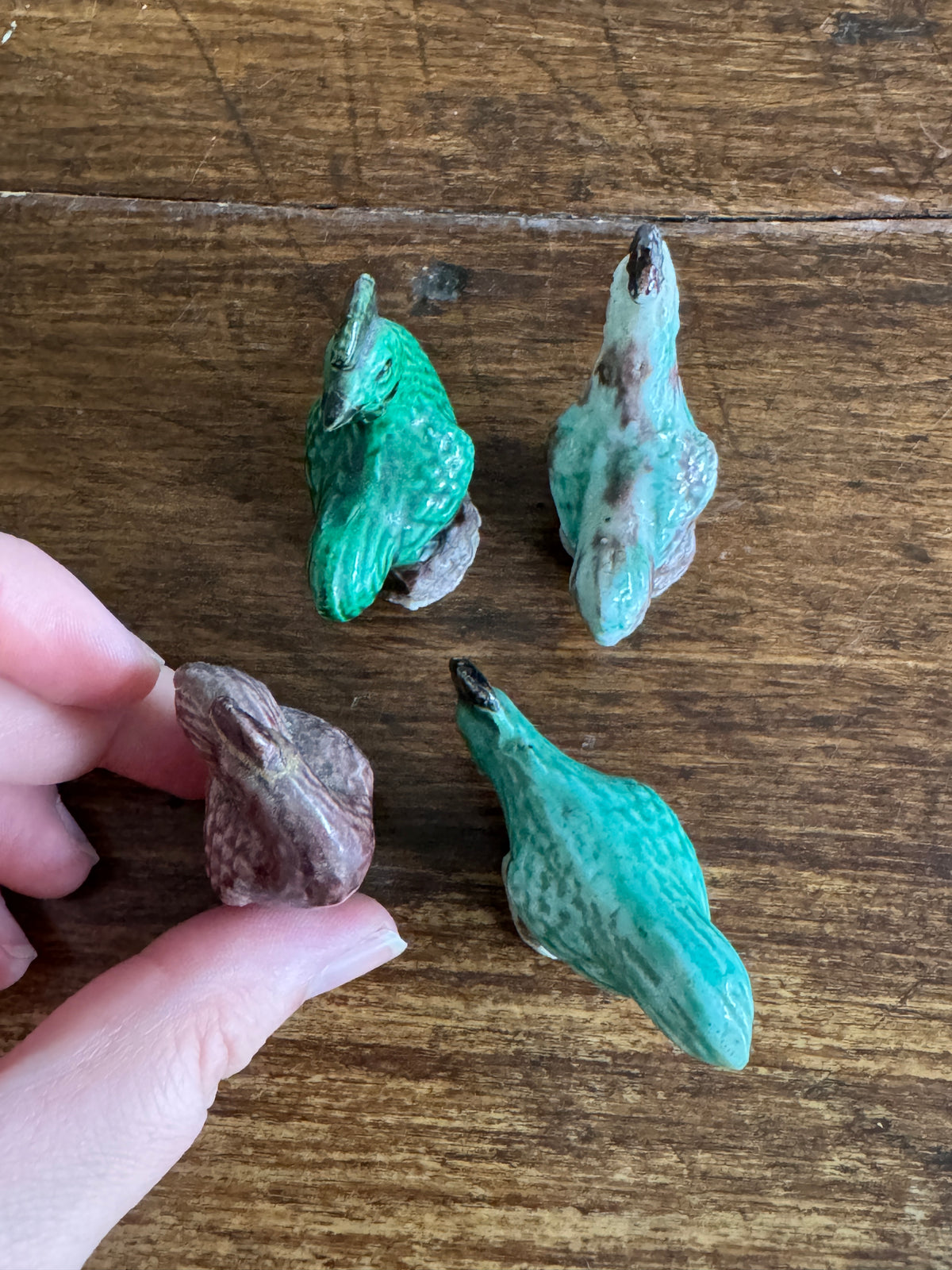 Vintage Miniature Rooster Set of Four - Small Bird Ceramic Figurines