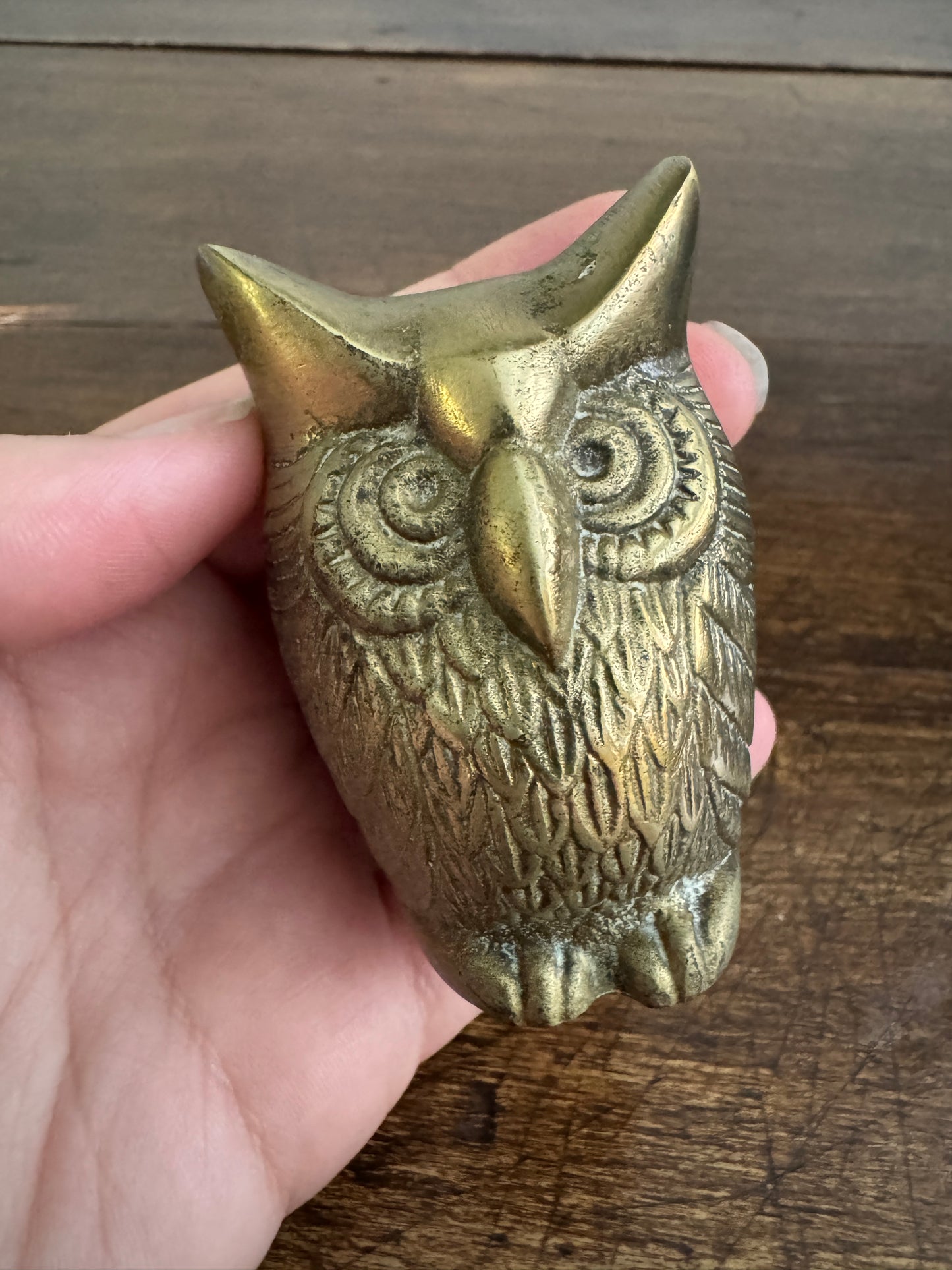 Chubby Brass Owl - Small Rounded Brass Owl Figurine