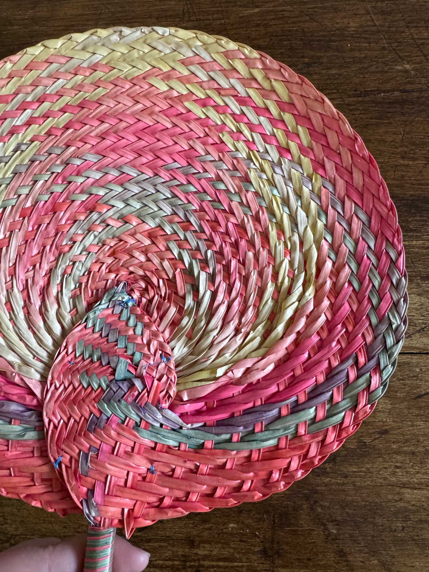 Vintage Colourful Woven Hand Fan Wall Decor - Handheld Boho Fan