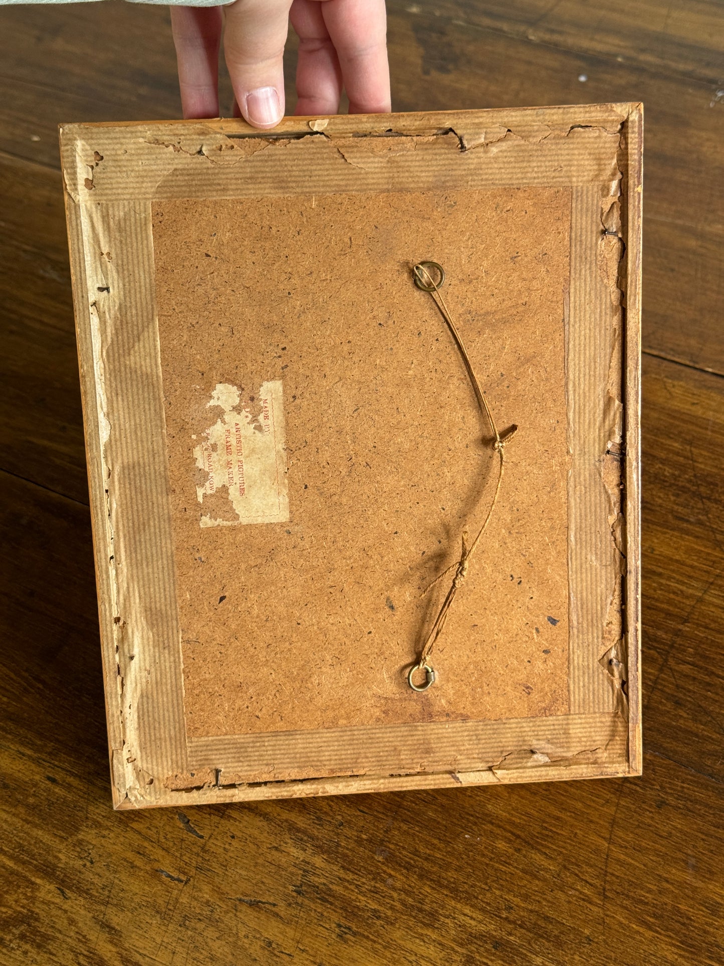Vintage Bird Painting on Fabric Artwork in Simplistic Wooden Frame