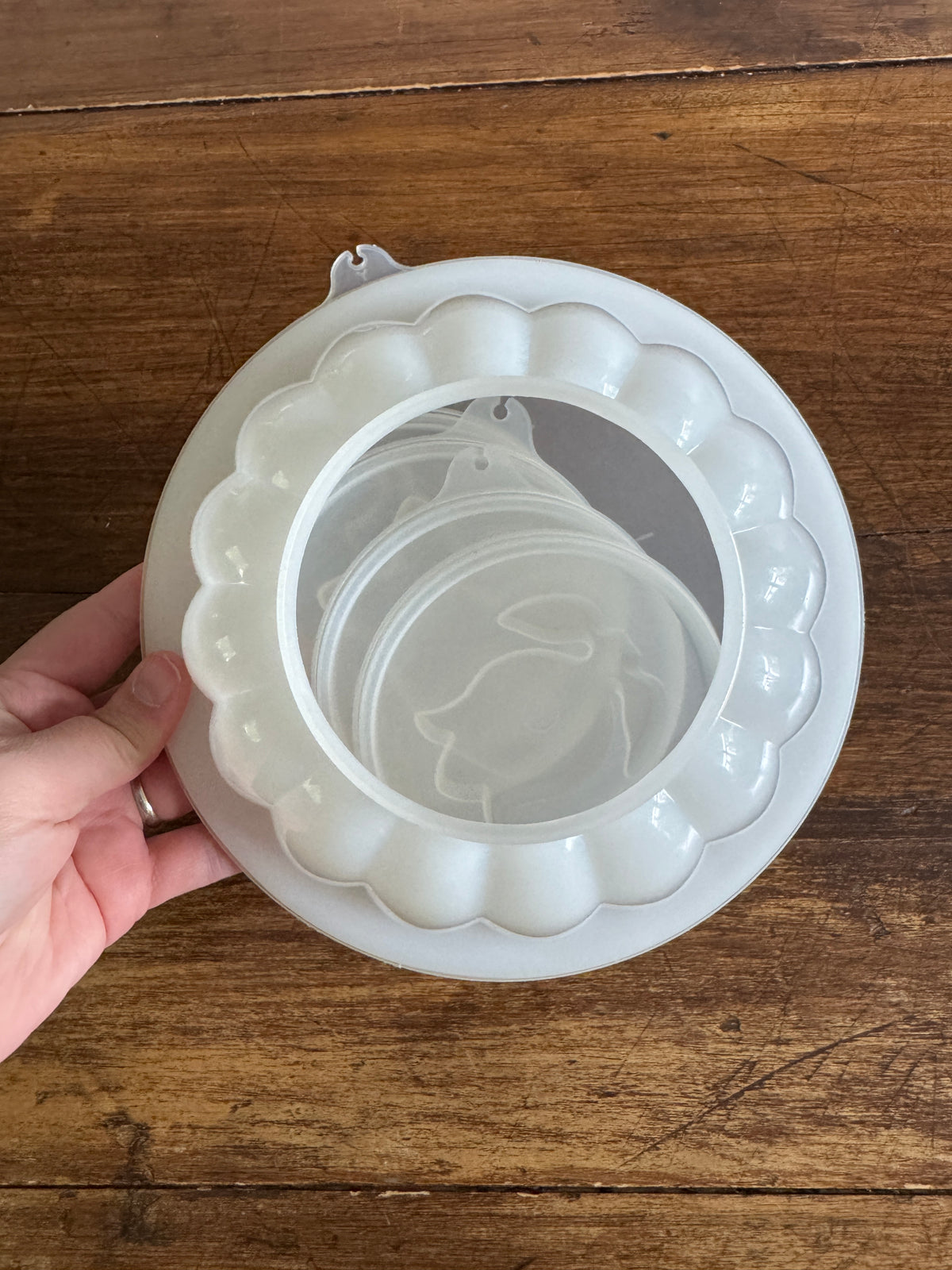 Vintage White Plastic Tupperware Jello Dome Mold with Toppers
