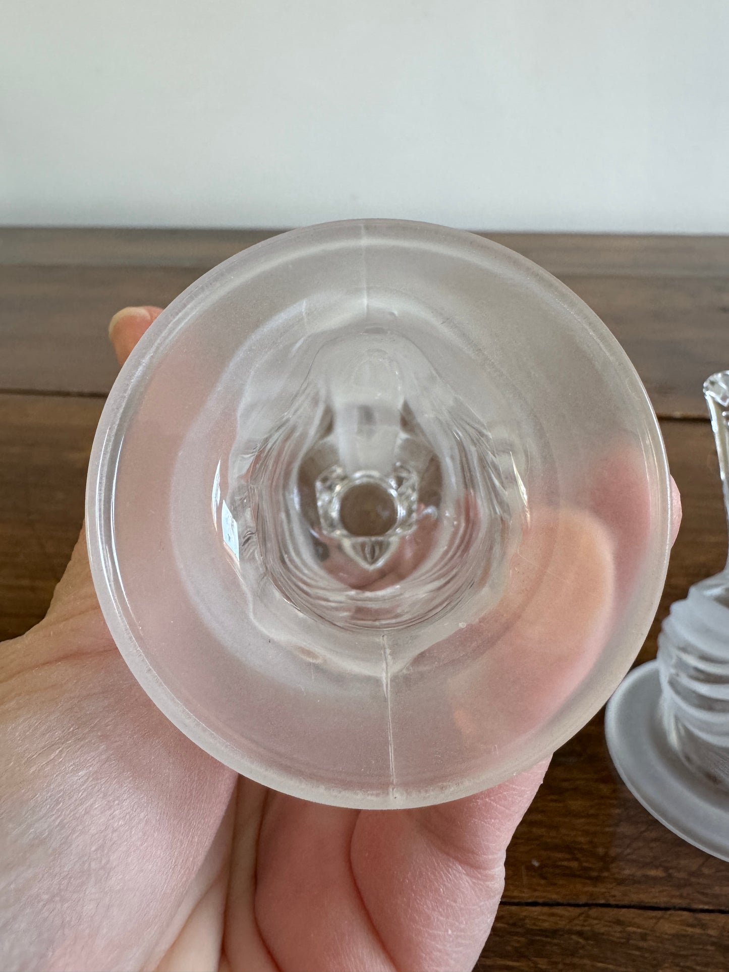 Vintage Frosted Crystal Swan Candlestick Holders by Partylite