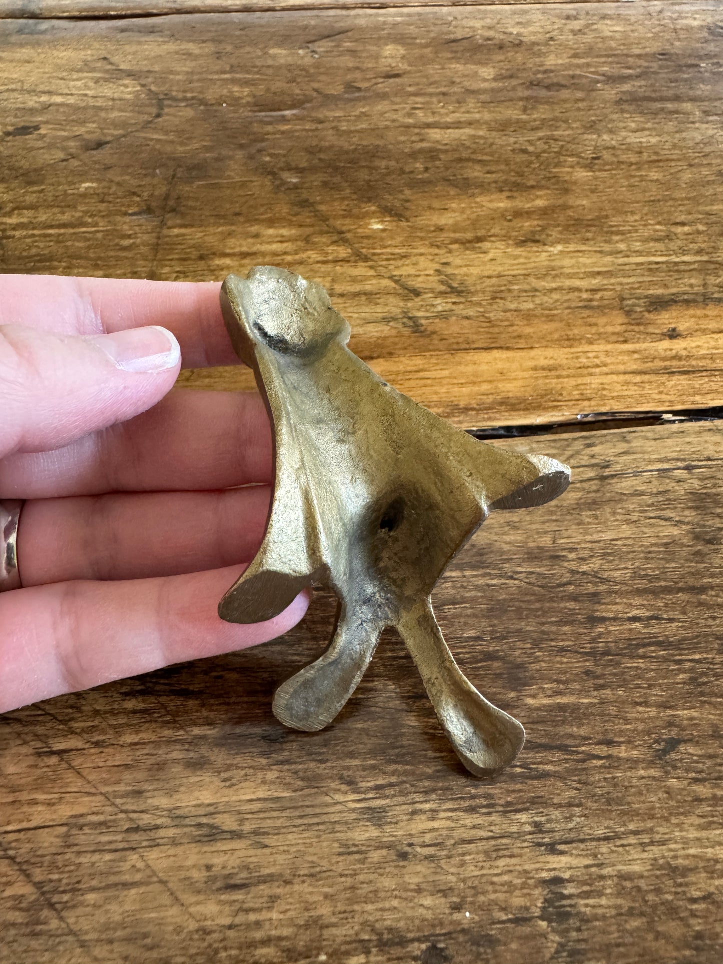 Vintage Brass Frog Shelf Sitter Couple