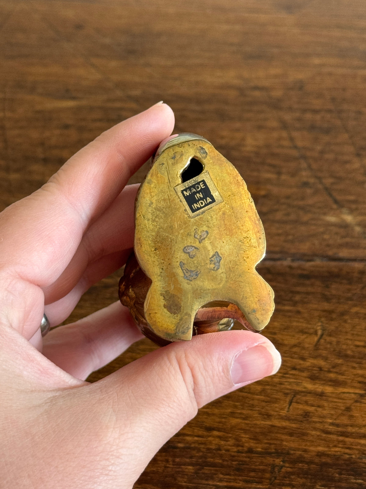 Vintage Brass Cartoon Cat Figurine - Cat with Bow Decor