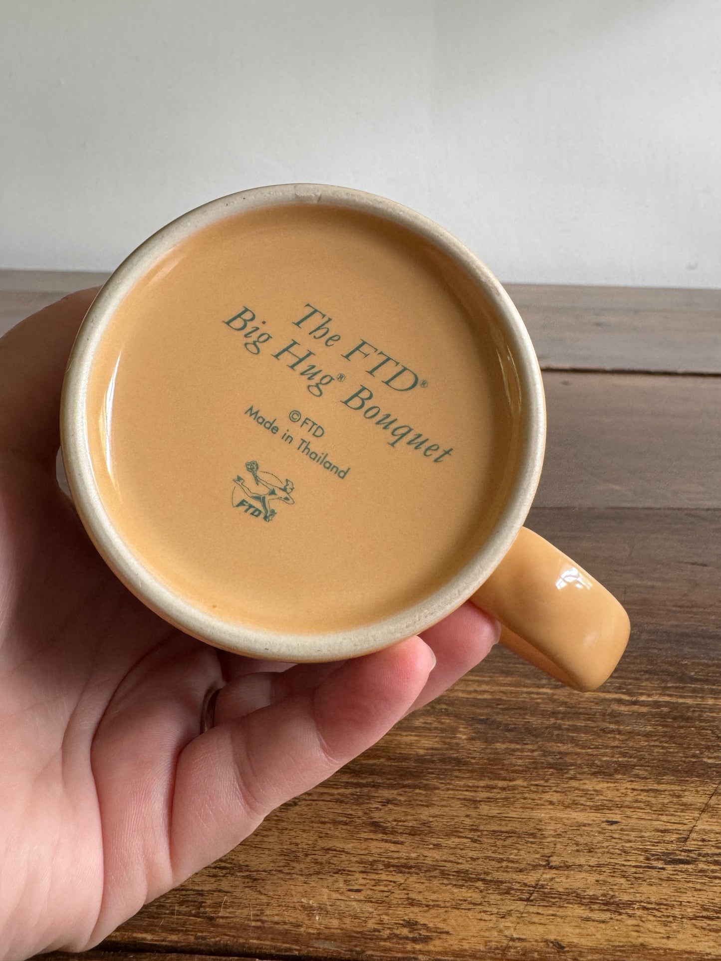 Vintage 80's FTD Ceramic Big Hug Mug - FTD Collectible Prop Mug - Big Hug Bouquet Mug - Made in Thailand