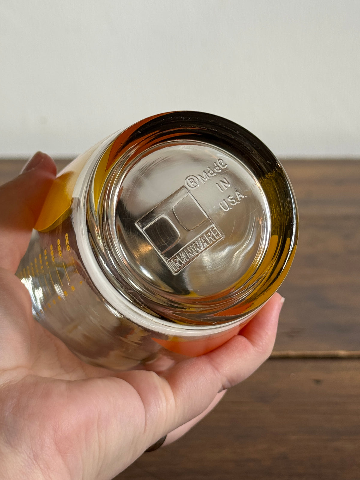 Mid Century Yellow and Orange Glass Cocktail Shaker by Irvinware - Made in the USA