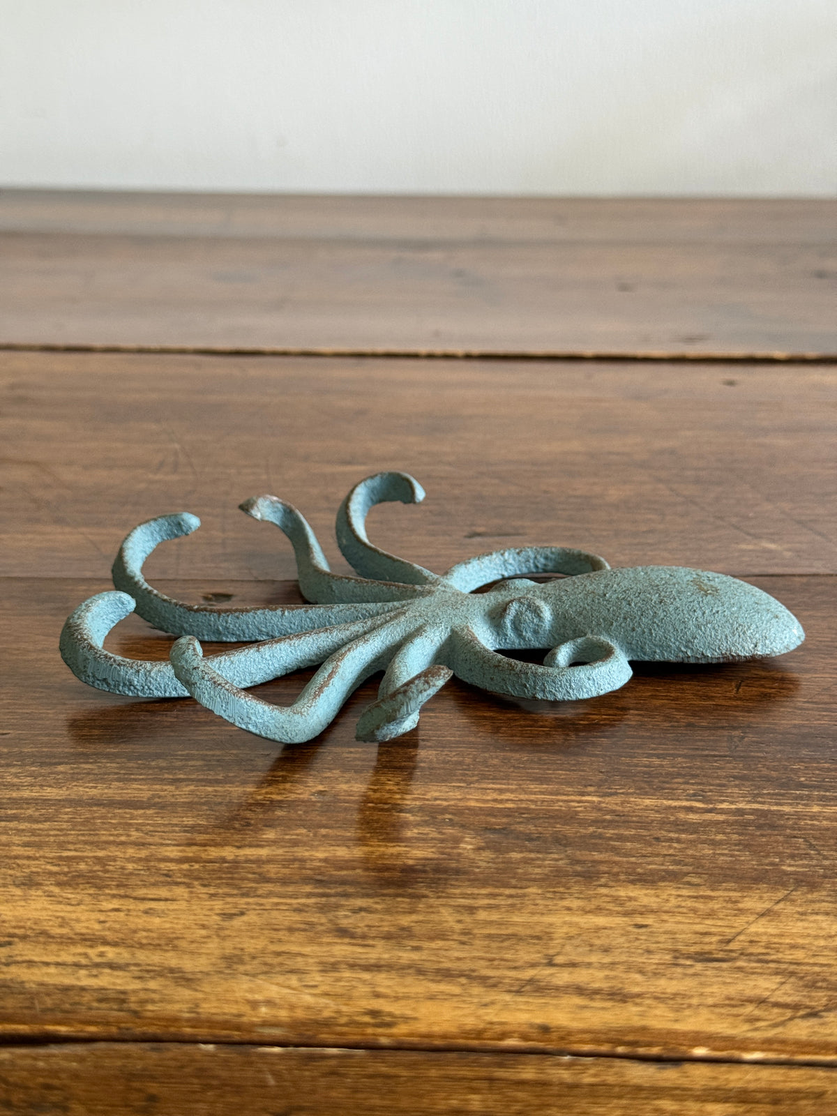Blue Painted Metal Octopus Wall Hook