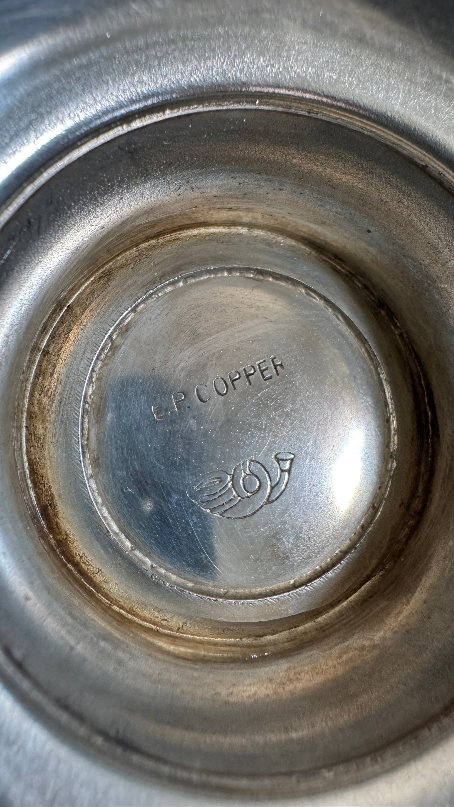 Raised Silver Plated Over Copper Bowl with Etched Detailing