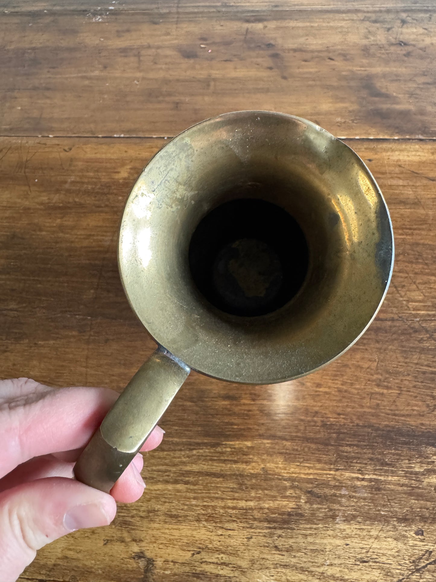 Vintage Brass Jug Vase with Handle - Made in India