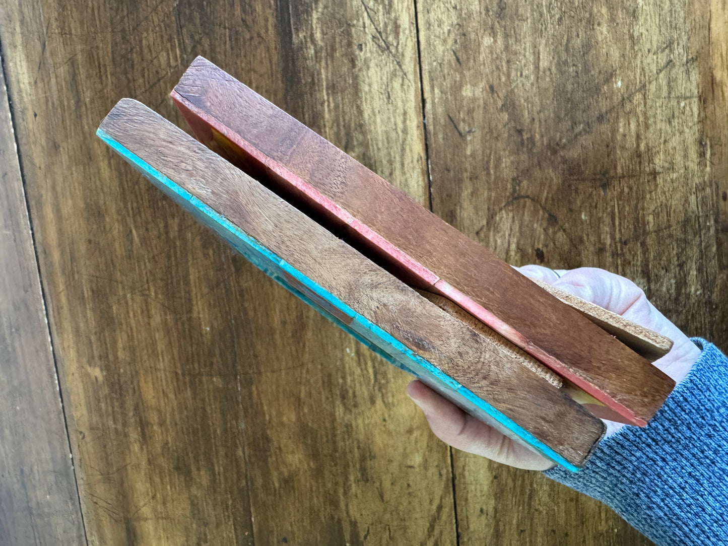 PICK ONE Pink or Blue Inlay Bone on Wood 4x6 Photo Frame