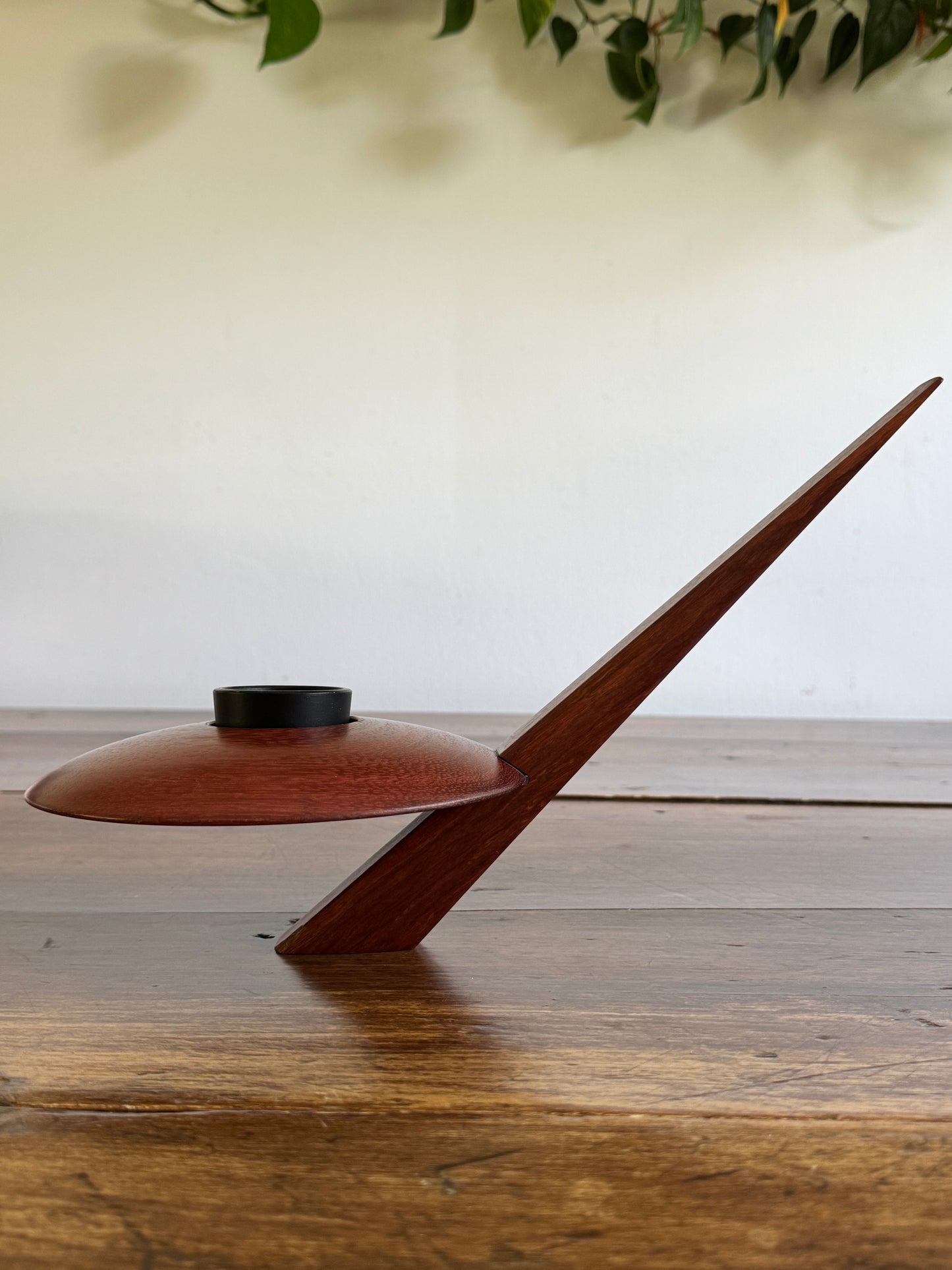 Wooden Ikebana Pin Frog Vase - Mid Century Disc Style