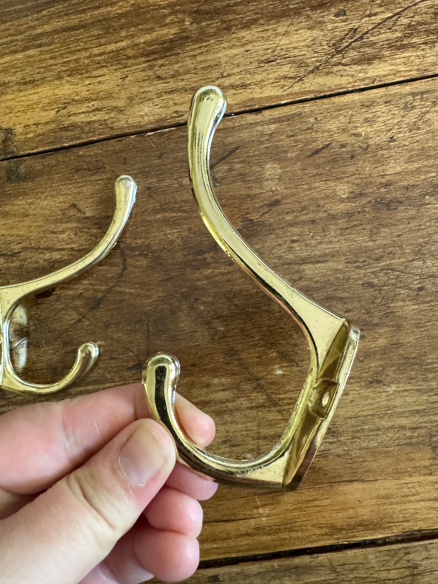 Pair of Brass Plated Double Hooks