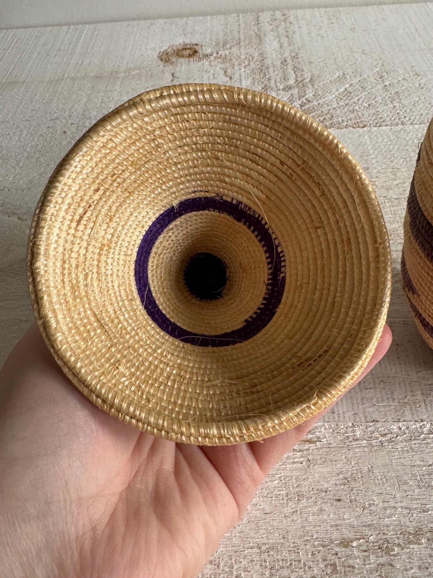 Woven Tight Woven Coil Basket with Pointed Lid - Small Storage Basket with Woven Detailed and Point Top
