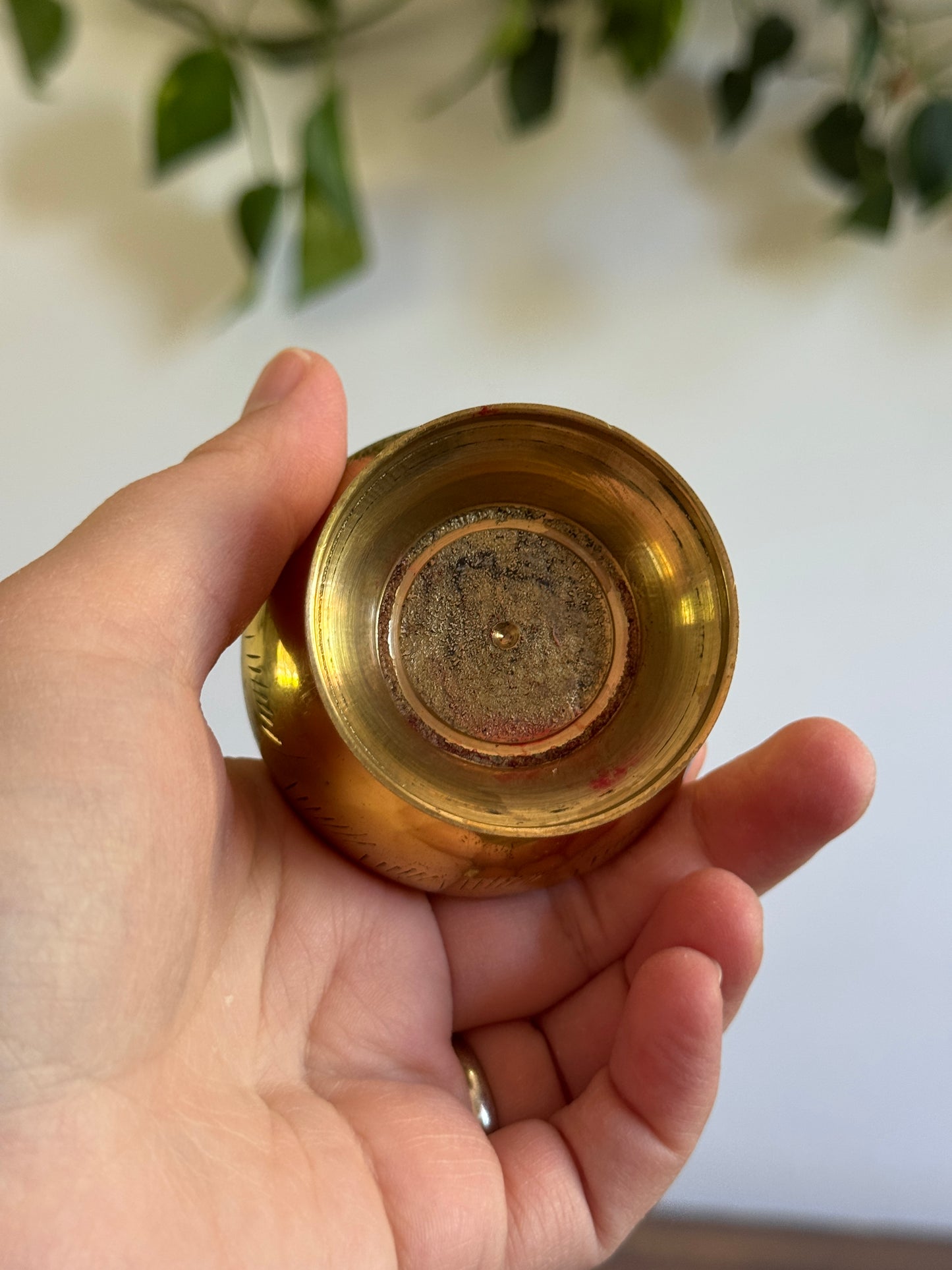 Three Mini Brass Vases with Etched Detailing - Made in India