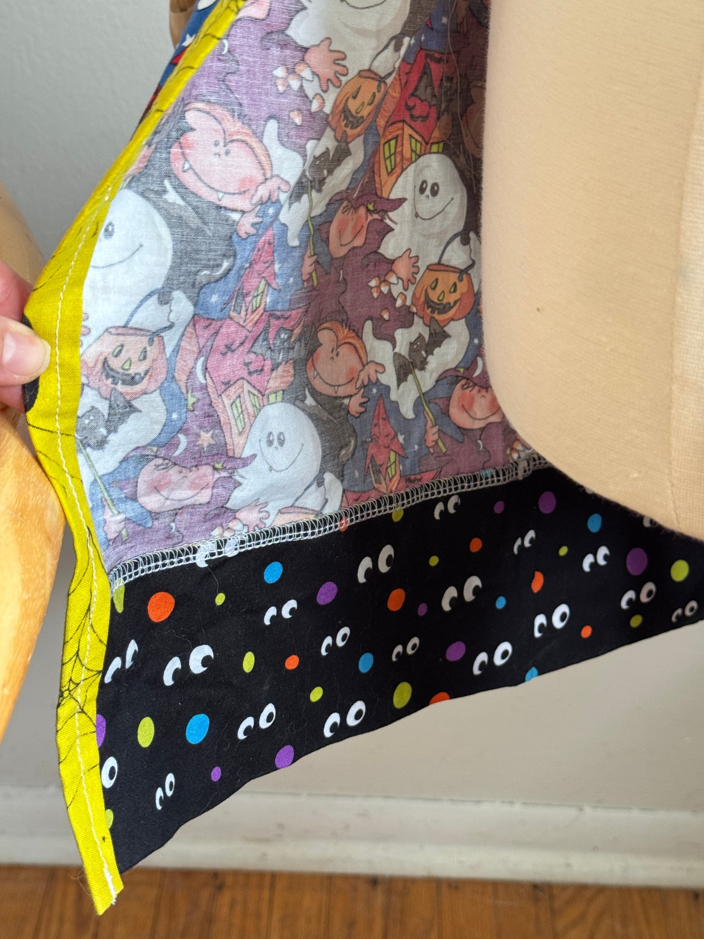 Handmade Halloween Themed Apron with Two Pockets and Darling Mixed Fabrics