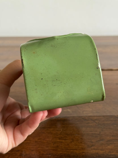 Vintage Painted Light Green Metal Small Match Holder