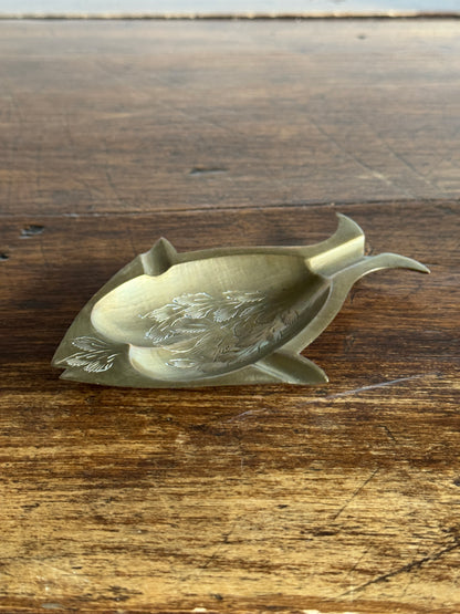 Small Vintage Brass Fish Ashtray - Fish Shaped Trinket Dish