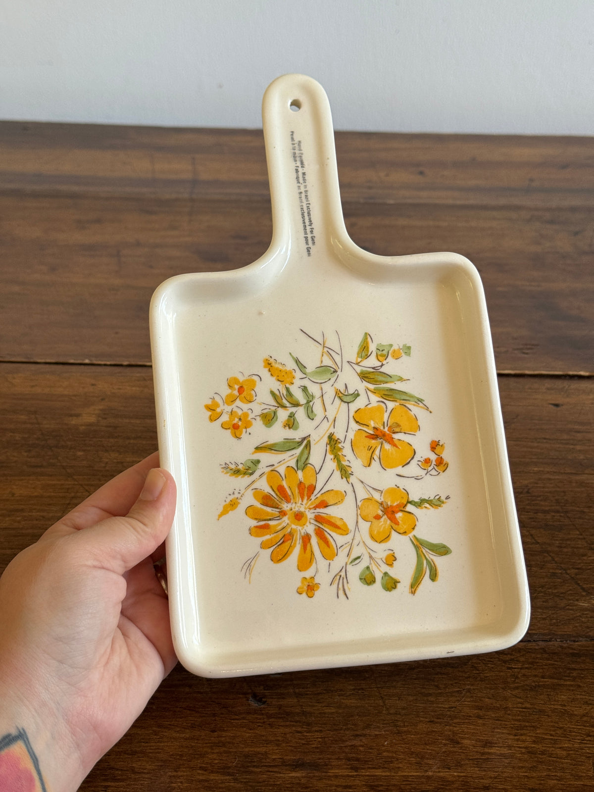 Vintage Pottery Flower Wall Art or Spoon Rest - Made in Brazil for Gien