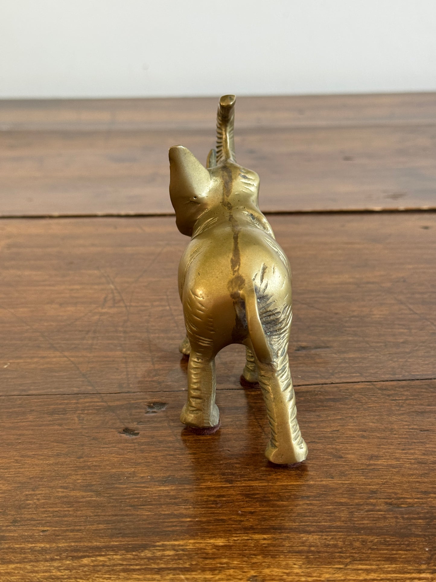 Vintage Brass Standing Lucky Elephant with Tusks