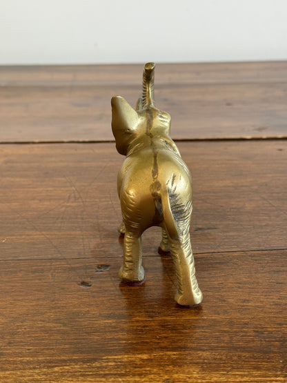 Vintage Brass Standing Lucky Elephant with Tusks