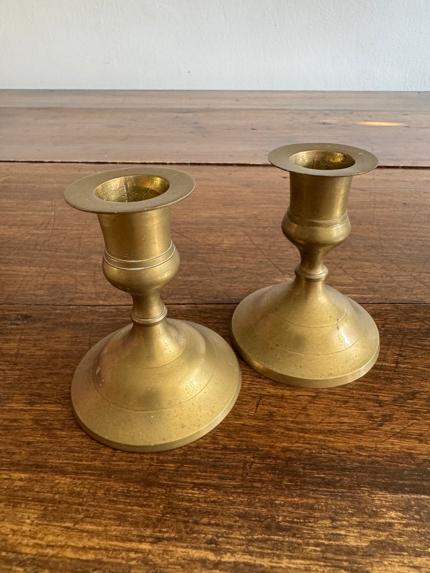 Pair of Short Brass Candleholders - Made in India