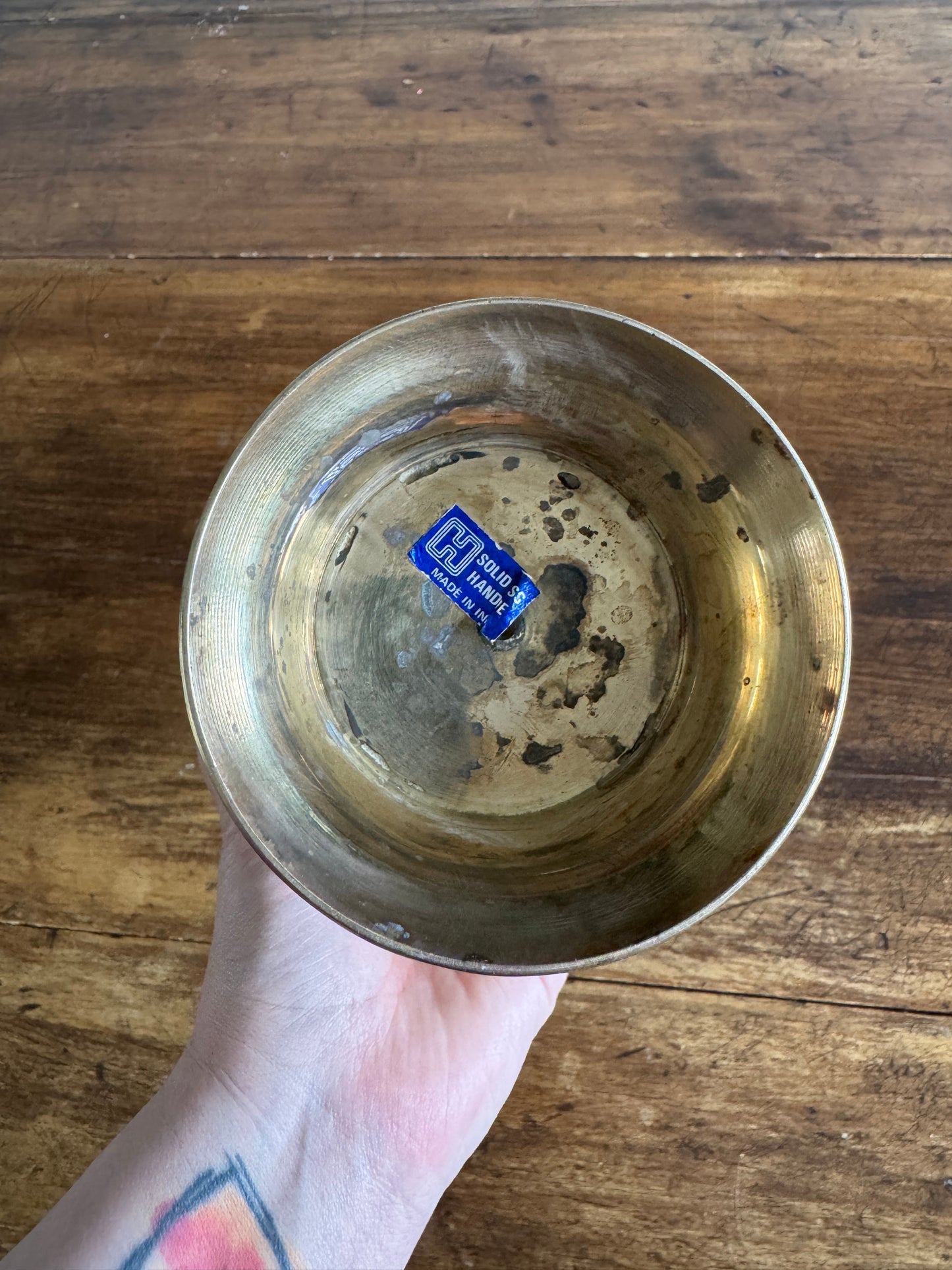 Vintage Brass Jug Vase with Handle - Made in India