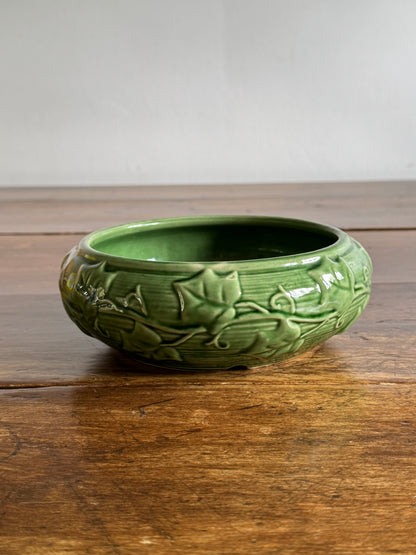 Vintage Shawnee Pottery Shallow Bowl with Ivy Leaf Print