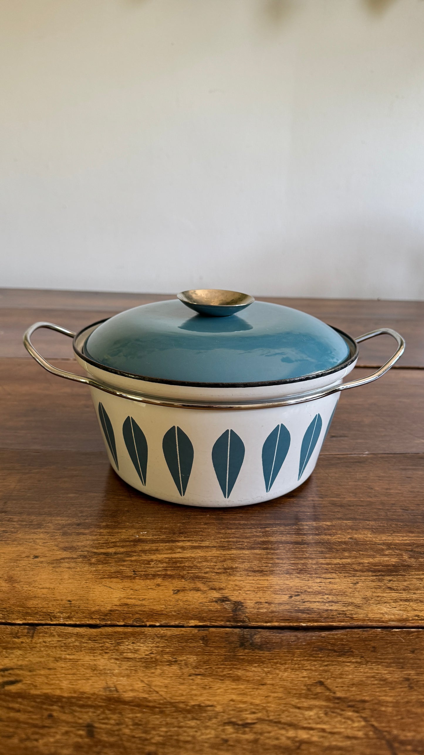 Vintage CathrineHolm Blue and White Mid Century Enamel Pot - Made in Norway
