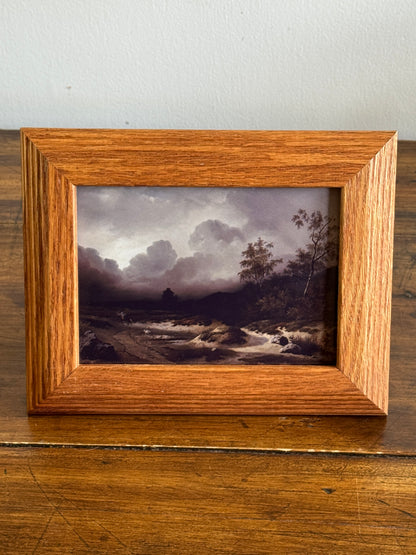 Vintage Thick Wood Picture Frame with Moody Landscape Print