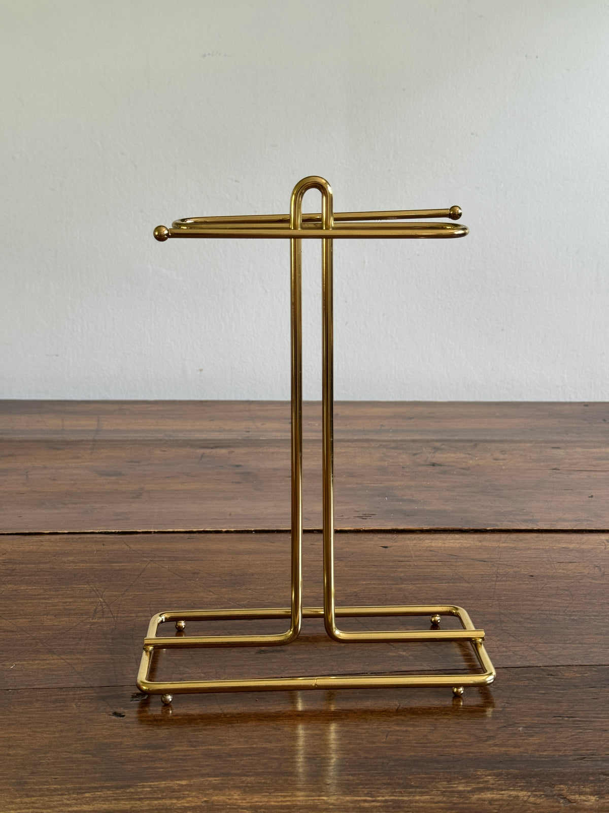 Vintage Counter Top Brass Plated Small Hand Towel Holder with Double Arms