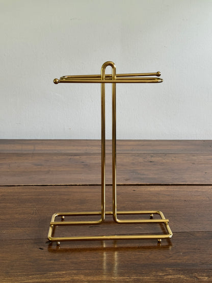 Vintage Counter Top Brass Plated Small Hand Towel Holder with Double Arms