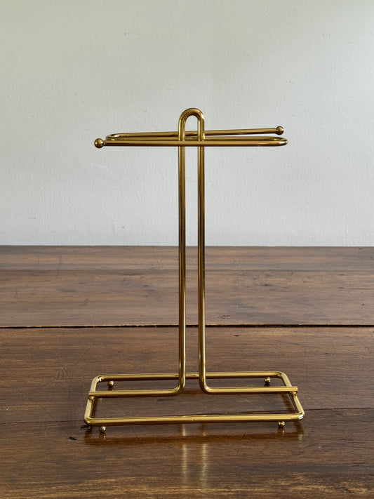 Vintage Counter Top Brass Plated Small Hand Towel Holder with Double Arms