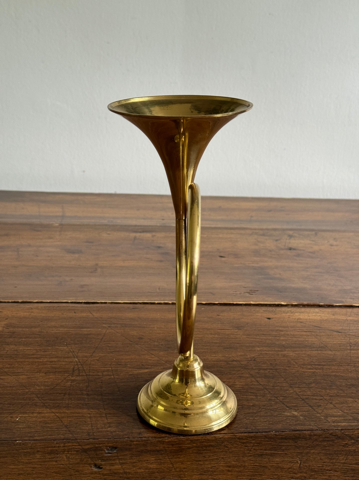 Vintage 1989 Horn Shaped Brass Candleholder - Made in Korea