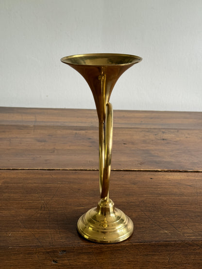 Vintage 1989 Horn Shaped Brass Candleholder - Made in Korea