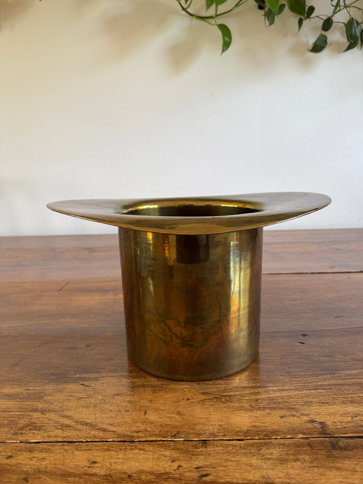 Vintage Large Brass Top Hat Ice Bucket - Vintage Brass Wine Chiller