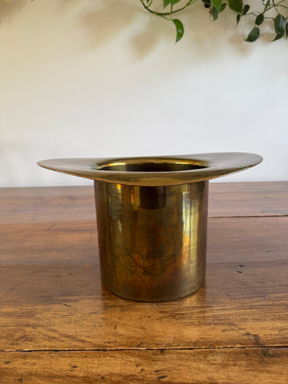 Vintage Large Brass Top Hat Ice Bucket - Vintage Brass Wine Chiller