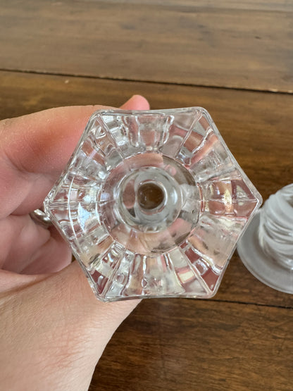 Vintage Frosted Crystal Swan Candlestick Holders by Partylite