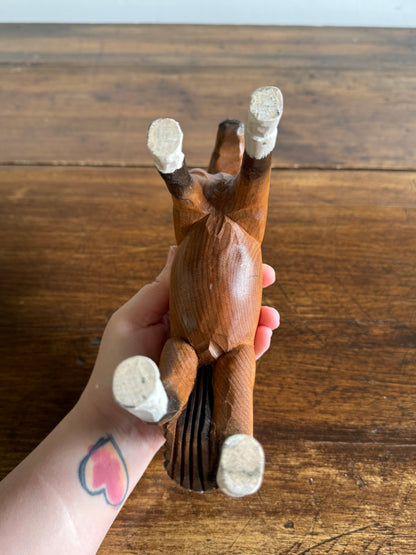 Vintage Carved Wood Horse Figurine - Made in China