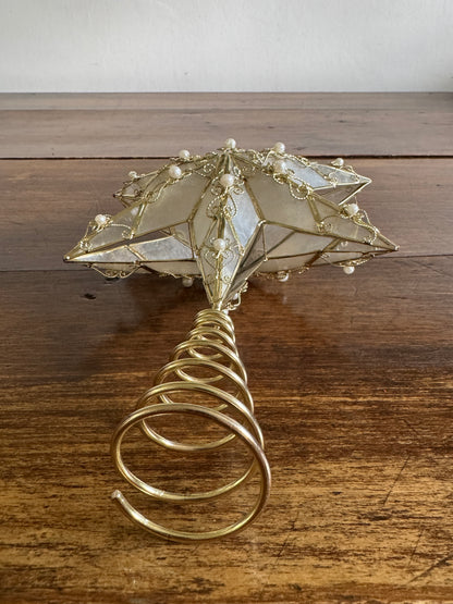 Capiz Shell with Metal Detailing and Faux Pearl Beads Star Tree Topper