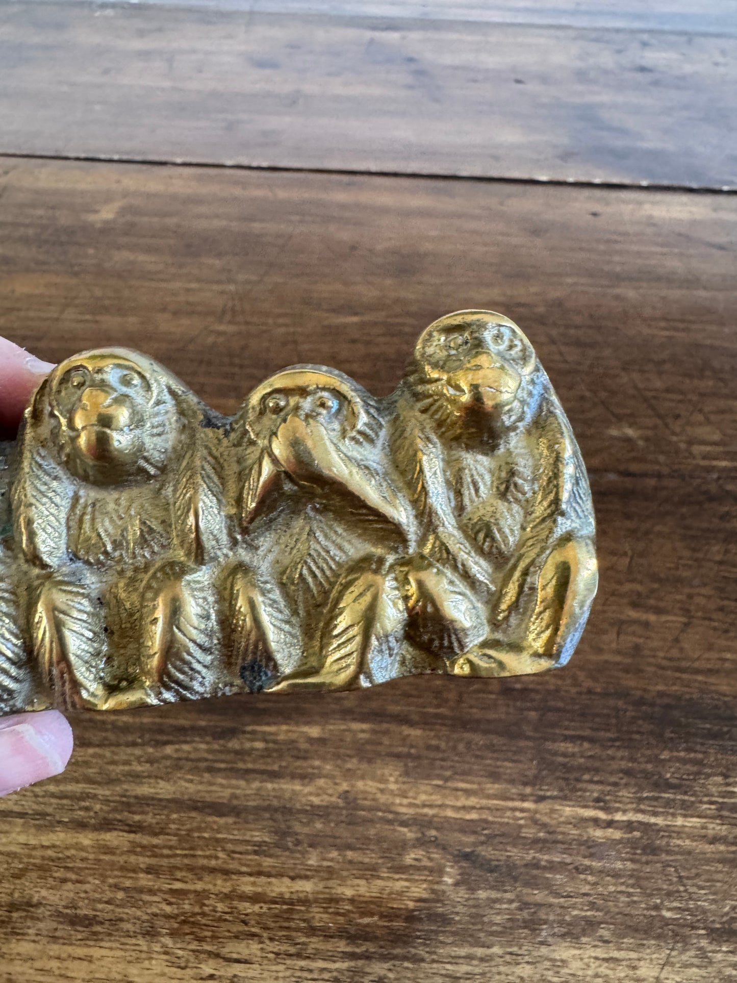 Vintage Brass Wise Monkey Figurine - See, Hear, Speak and Do No Evil Monkeys