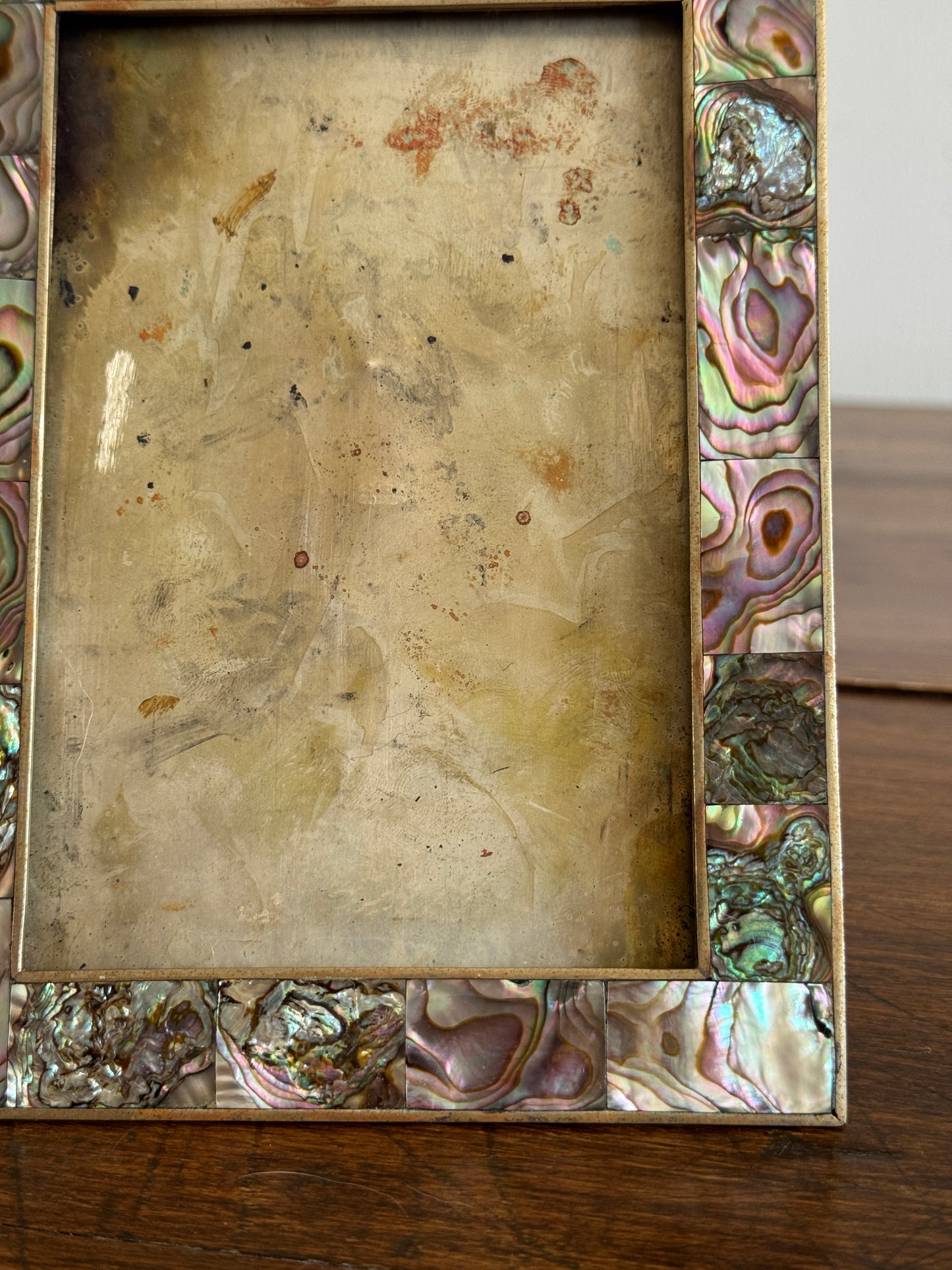 Vintage Abalone Shell In Lay Frame with Silver Tone Metal - Made in Mexico