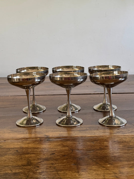 Vintage Set of 6 Silverplated Cups Bologna Italy